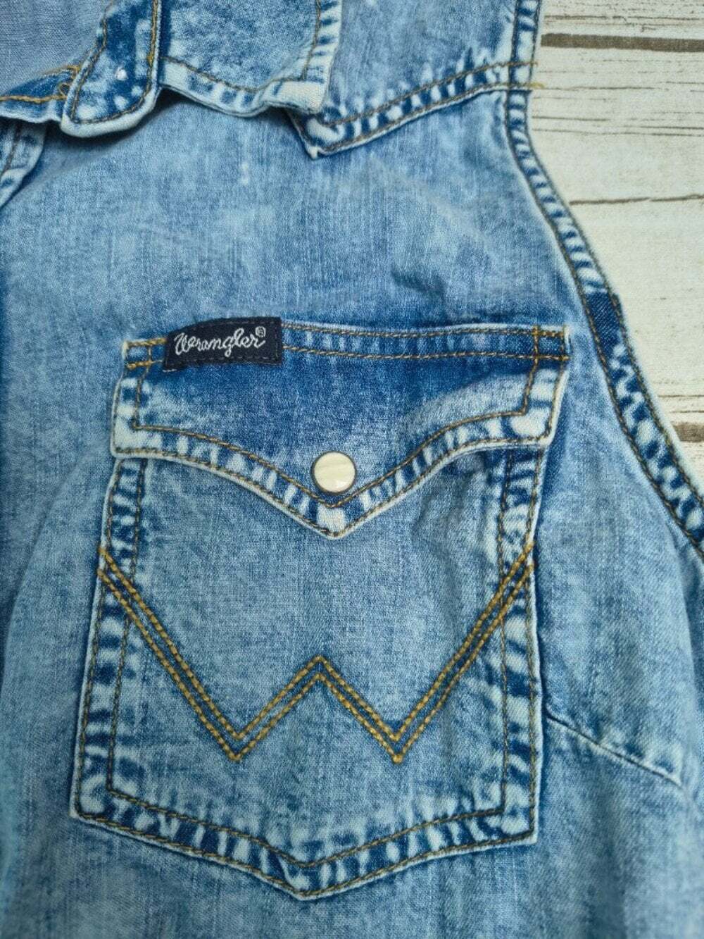 Wrangler Retro XL Acid Wash Denim Western Sleeveless Tie Front - Picture 2 of 6